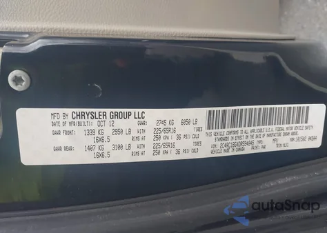 2013 Chrysler Town & Country Touring from USA, damaged, VIN 2C4RC1BG4DR594845